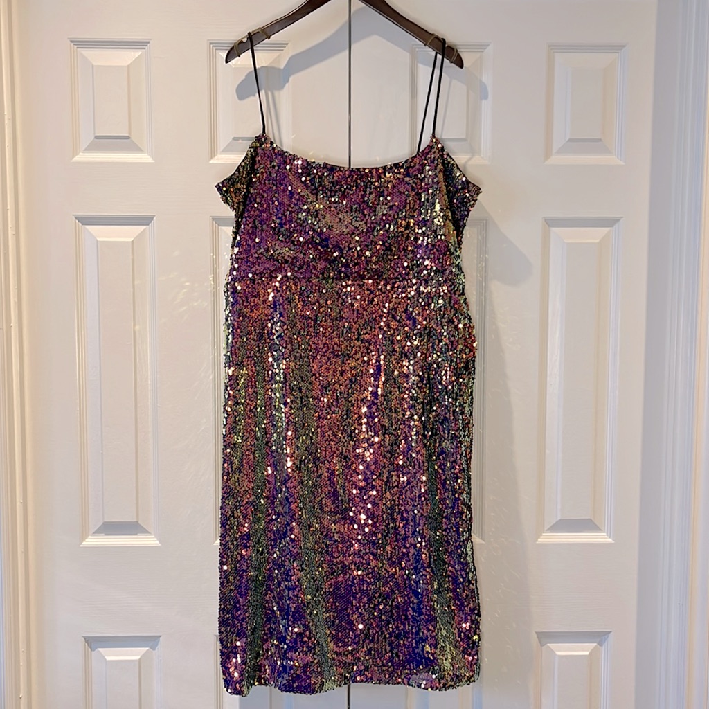 Sequined Purple Multi-Color Slip Dress